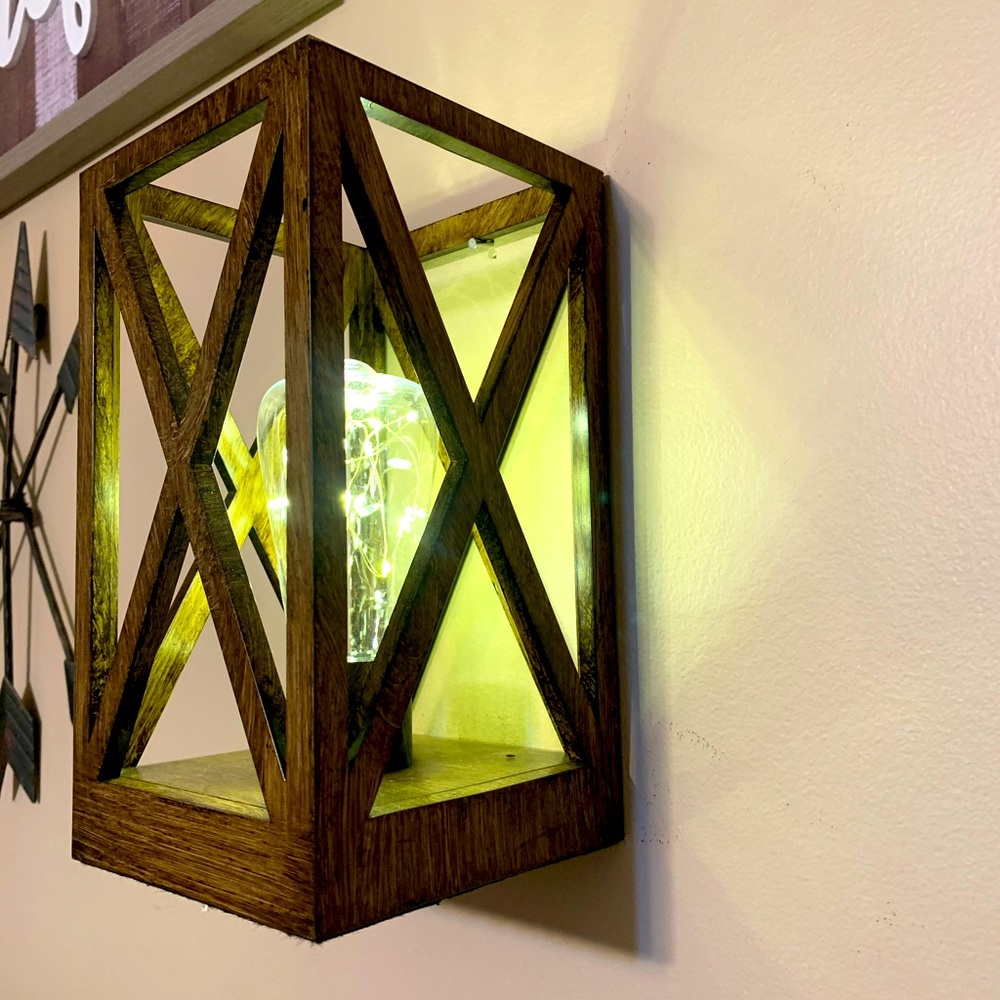 Rustic farmhouse wooden lantern